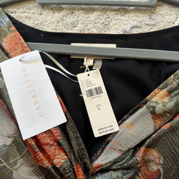 Anthropologie Caballero Floral Metallic Shimmer V-Neck Maxi Dress - Picture 3 of 3